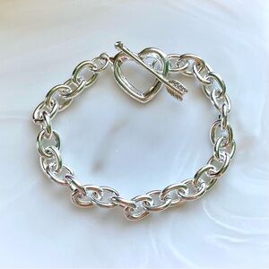 Silver Heart Toggle Chain Bracelet